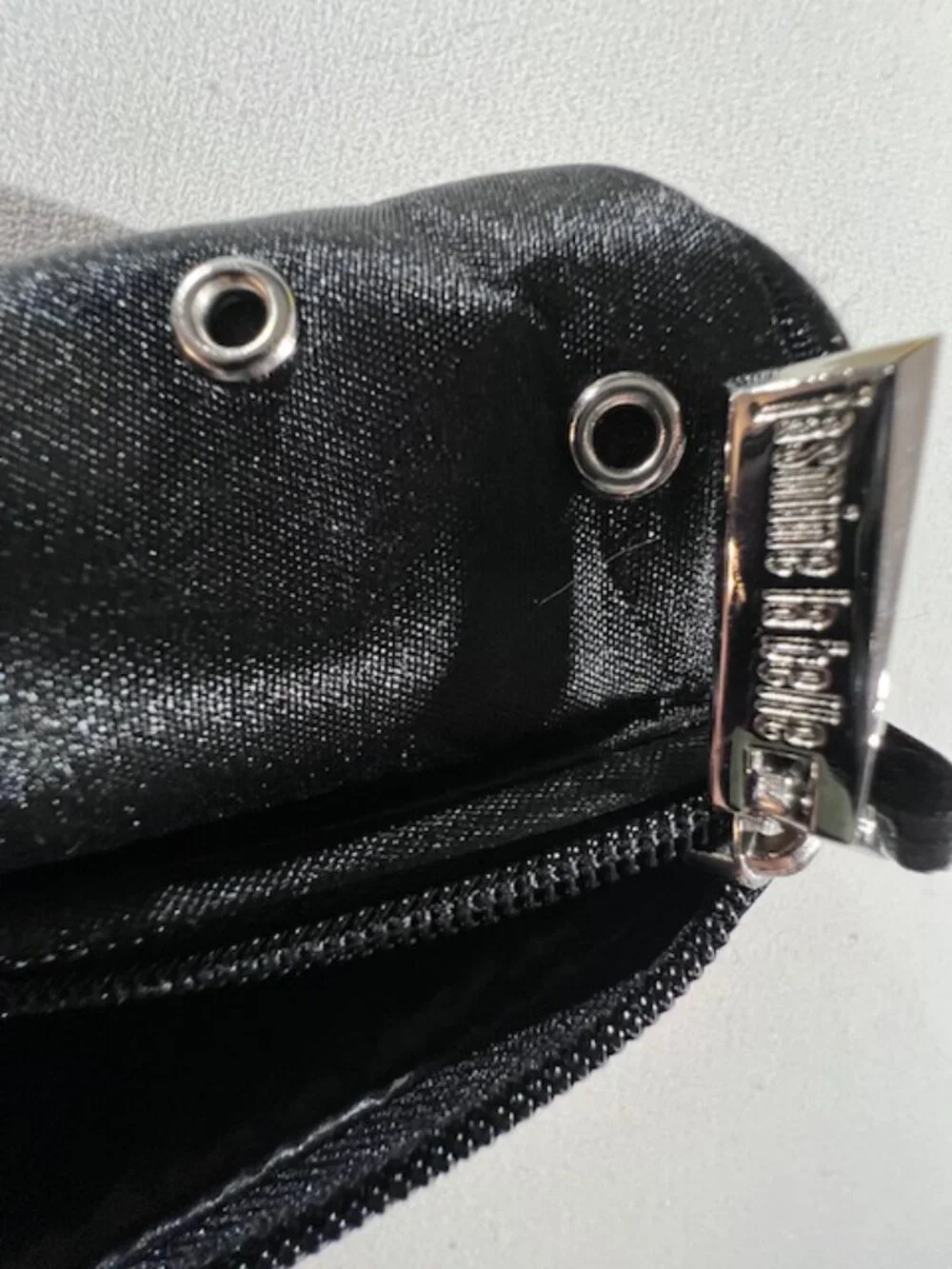 JASMINE LA BELLE cosmetic wristlet‎ bag sleek black studded grommet pouch edgy